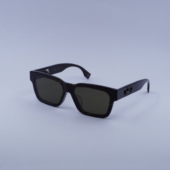 Fendi FE40107F 52E Sunglasses Dark Havana Square Frame, Brown Lenses main image 5